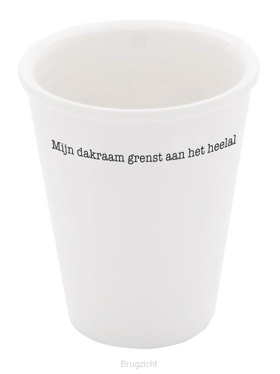 Porseleinen beker 'Mijn dakraam grenst aan het heelal' set van 2