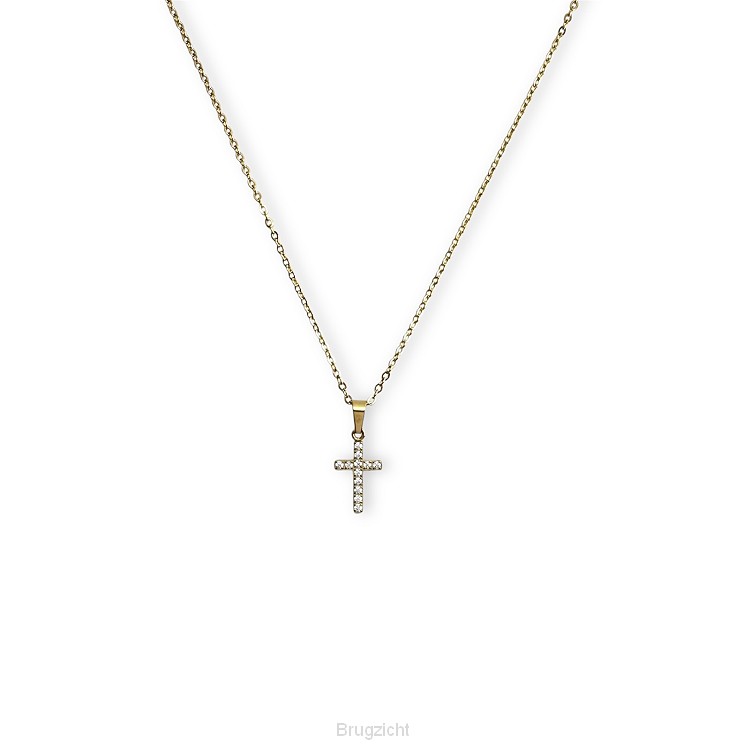 Ketting Zirkonia fijn Goud