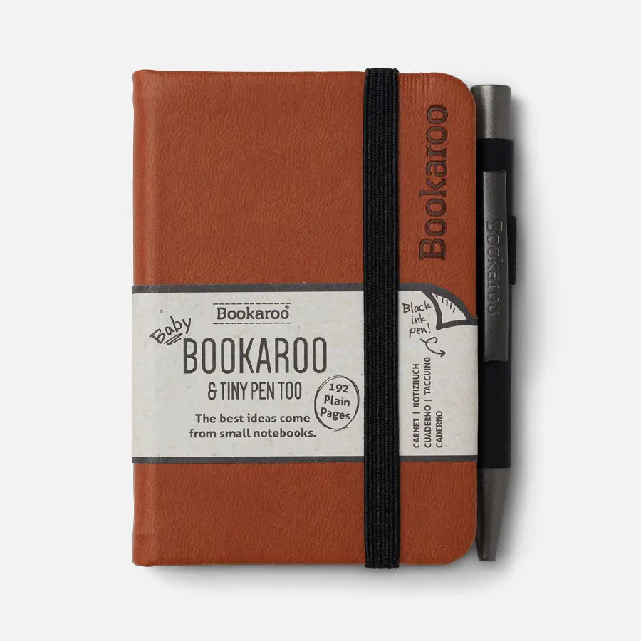 Bookaroo A7 Notebook & Pen - Brown