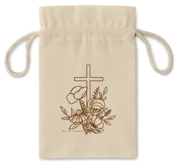 Geschenkzakje kruis/bloemen