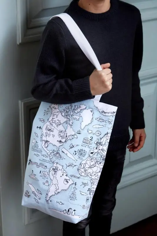 Draagtas wereld inkleurbaar