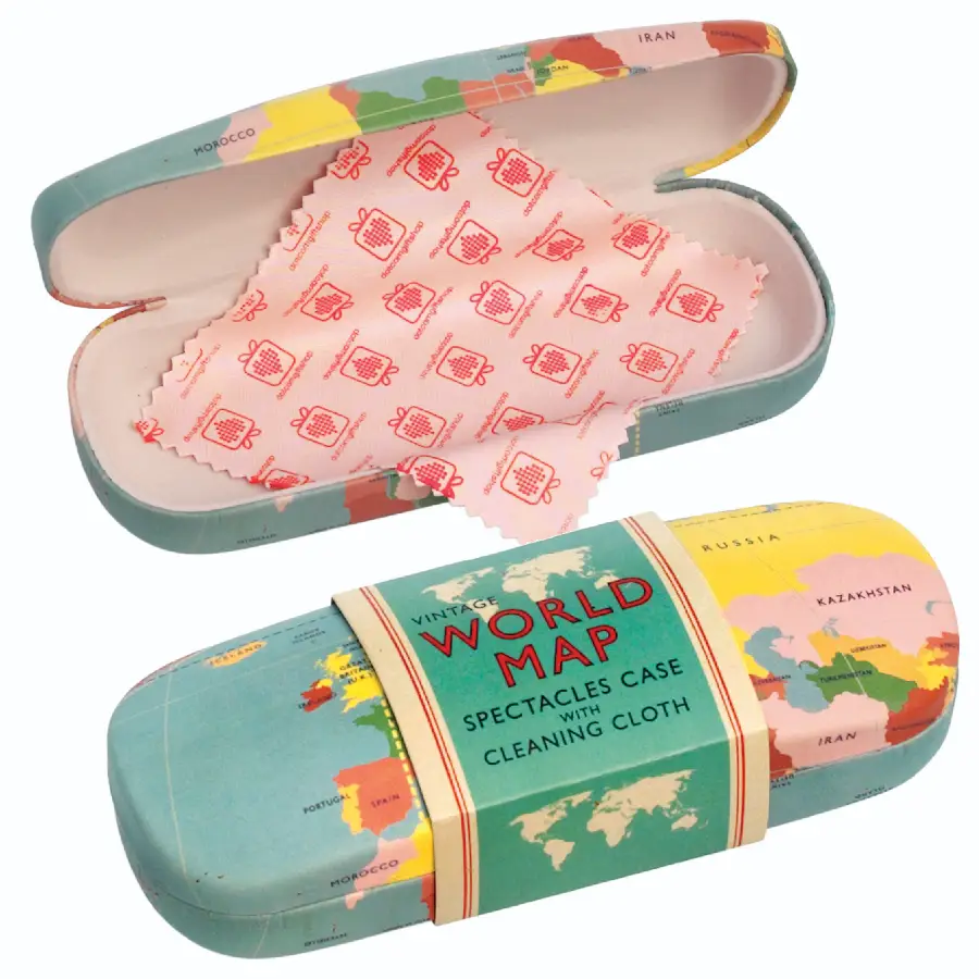 Brillenkoker vintage world map