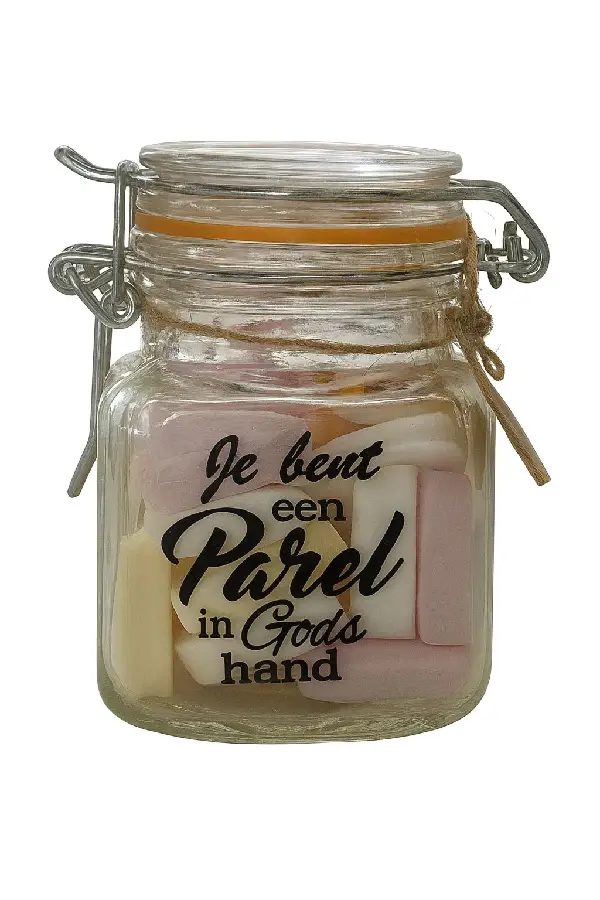 Snoeppotje hartjes Je bent een parel